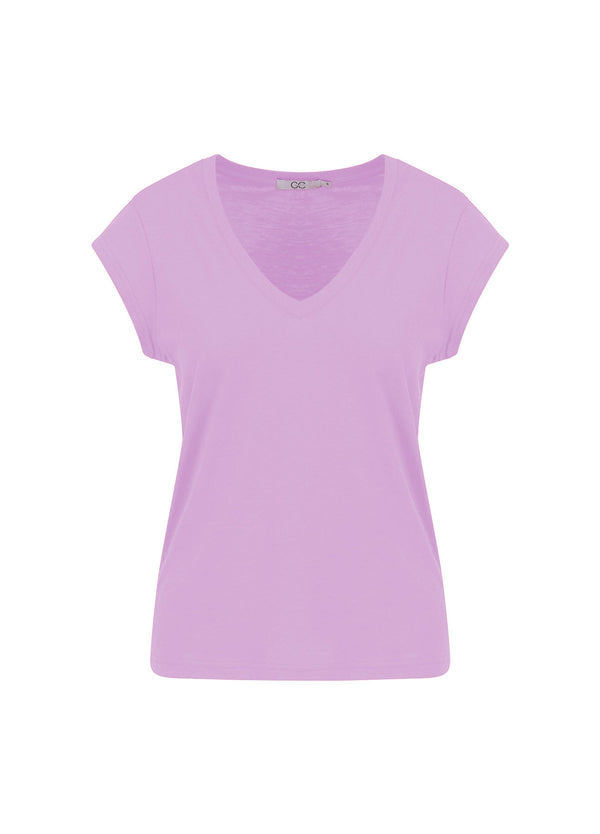 CC Heart CC Heart V-neck T-shirt T-Shirt Lavender - 824