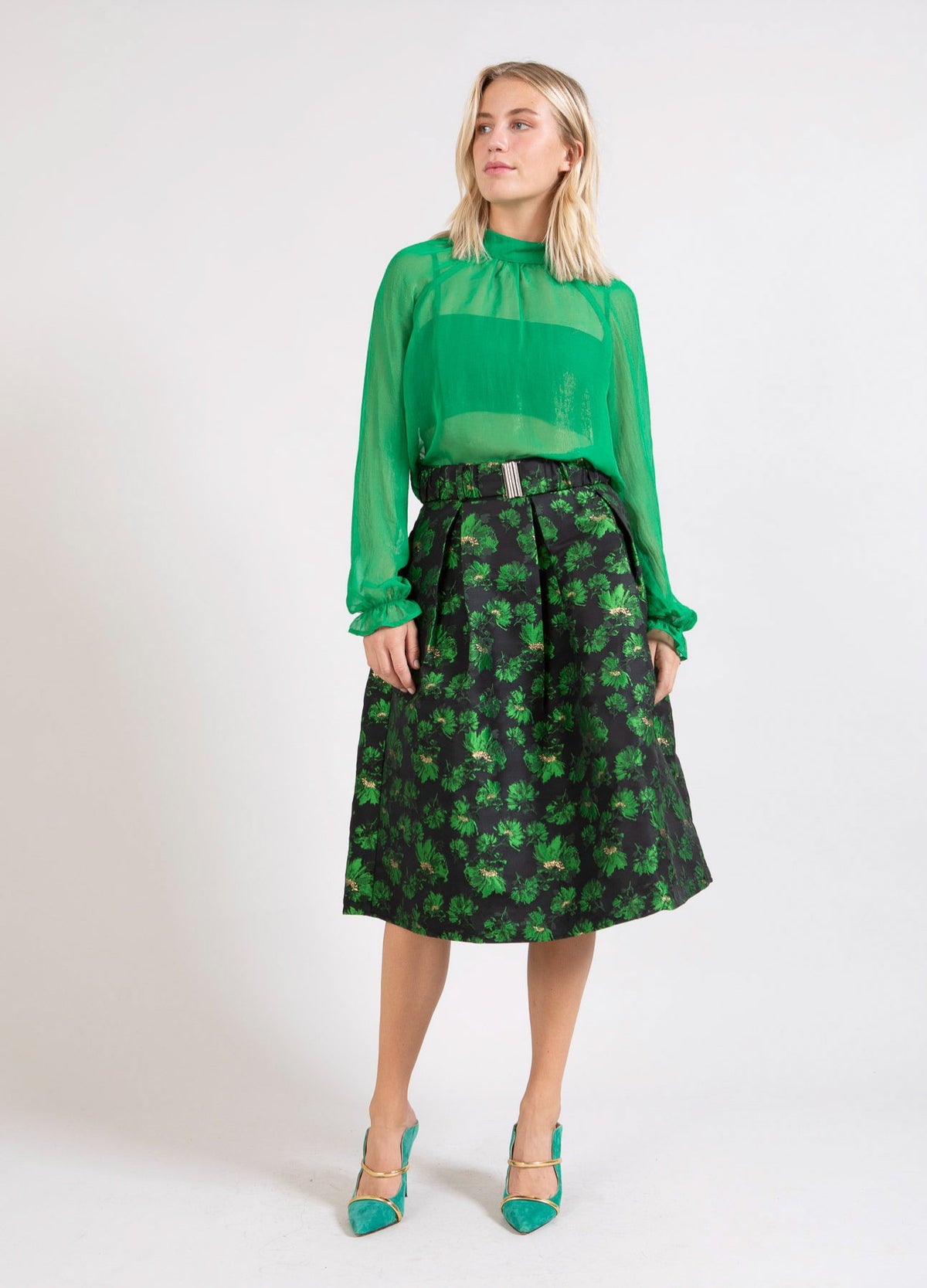マガシーク MAGASEEK French sleeve blouse （グリーン） マガシーク MAGASEEK French sleeve blouse （グリーン