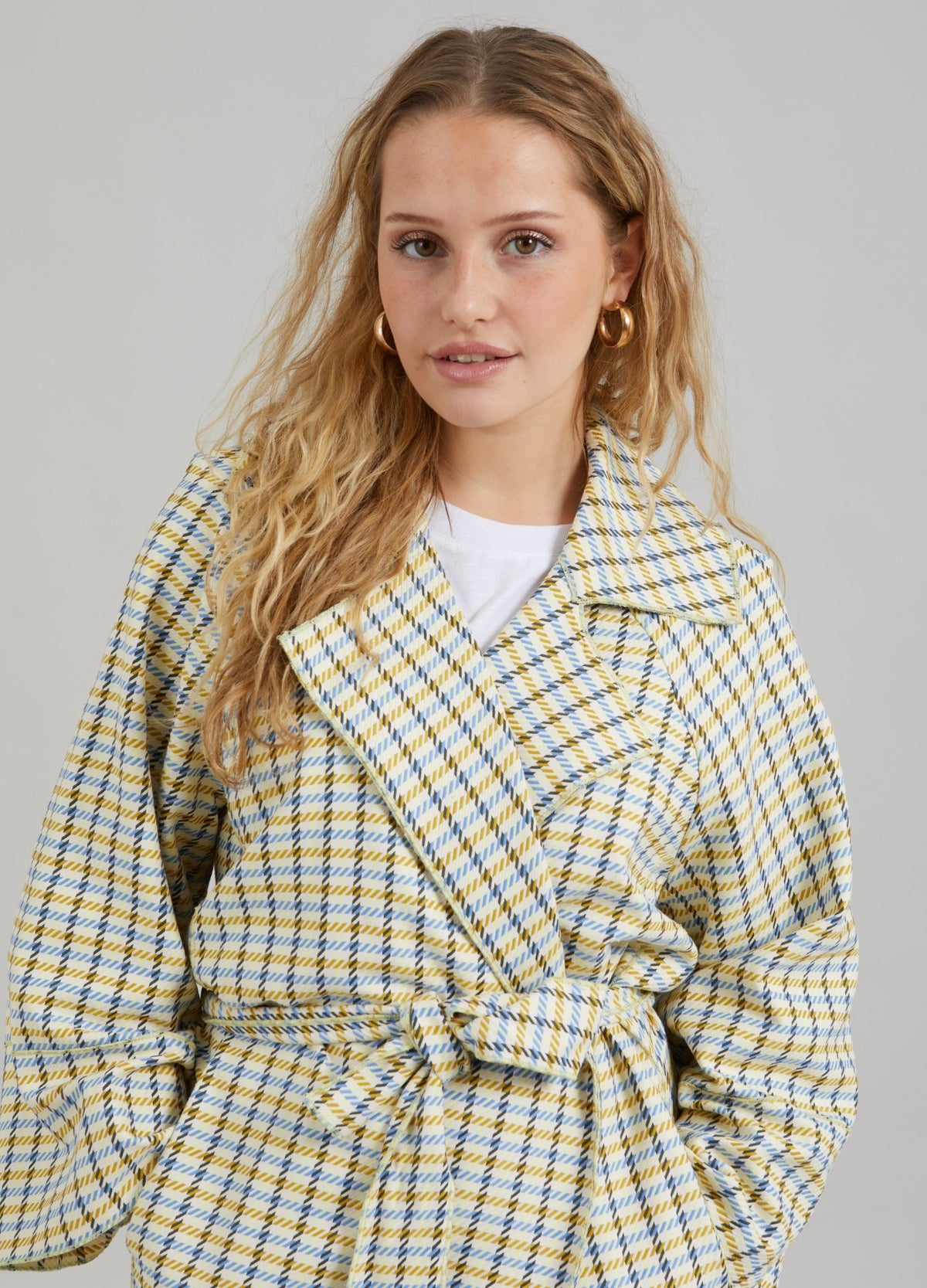 COAT W. CHECKERED PATTERN - Yellow check – costercopenhagen.com