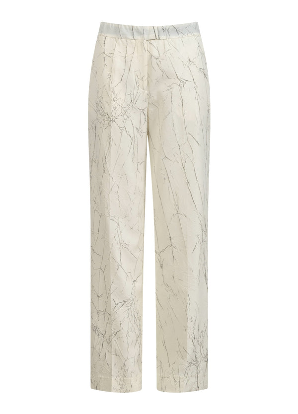Coster Copenhagen CRINKLED SUIT PANTS - PETRA FIT Pants Creme/black crinkle - 937