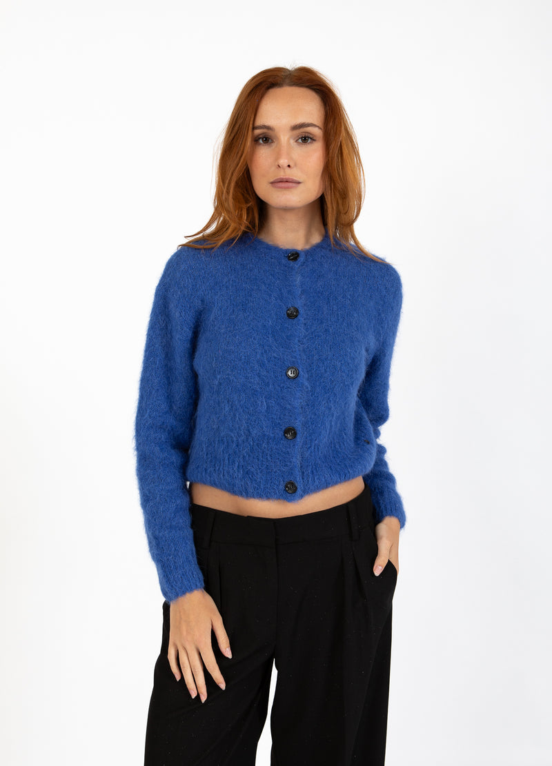 Coster Copenhagen CROPPED KNIT CARDIGAN Knitwear Rich blue - 583