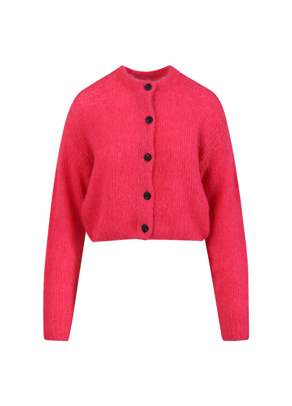 Coster Copenhagen CROPPED KNIT CARDIGAN Knitwear Bright pink - 663