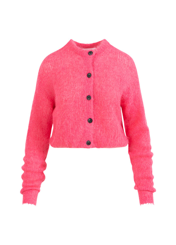 Coster Copenhagen CROPPED KNIT CARDIGAN Knitwear Bright pink - 663