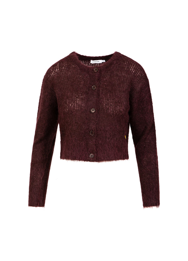 Coster Copenhagen CROPPED KNIT CARDIGAN IN ALPACA Knitwear Bordeaux - 653