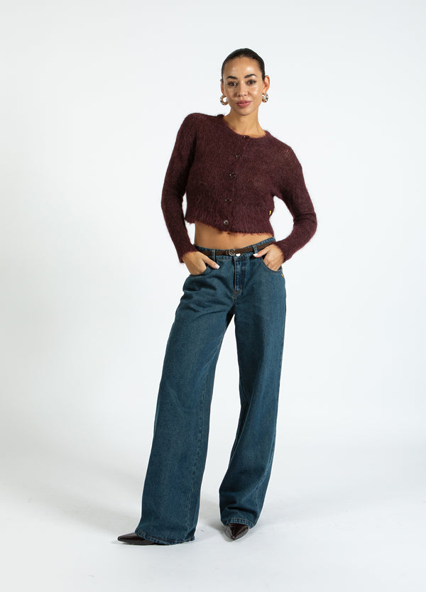 Coster Copenhagen CROPPED KNIT CARDIGAN IN ALPACA Knitwear Bordeaux - 653