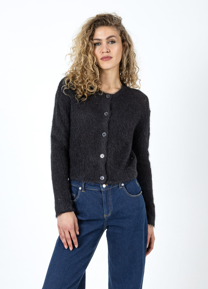 Coster Copenhagen CROPPED KNIT CARDIGAN IN ALPACA Knitwear Black - 100