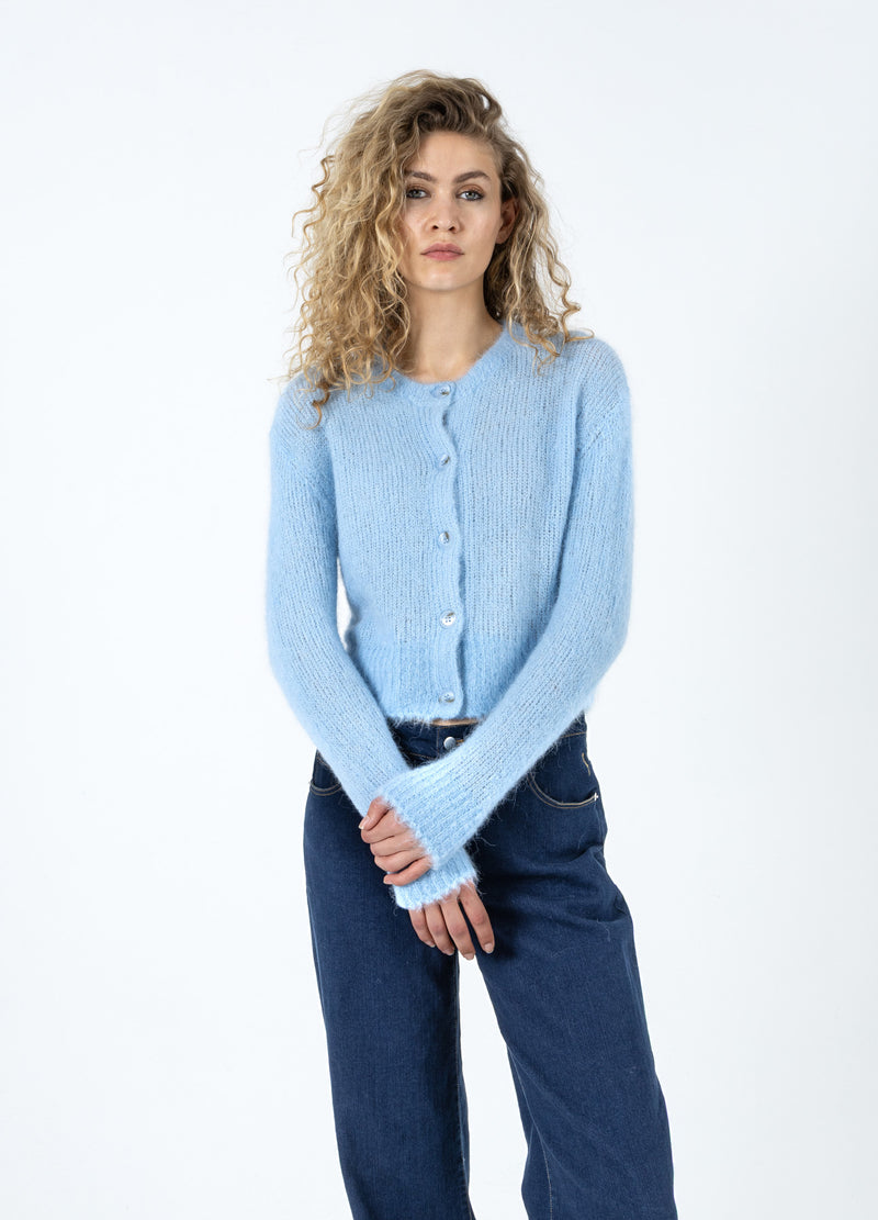 Coster Copenhagen CROPPED KNIT CARDIGAN IN ALPACA Knitwear Pastel blue - 538