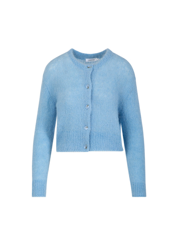 Coster Copenhagen CROPPED KNIT CARDIGAN IN ALPACA Knitwear Pastel blue - 538