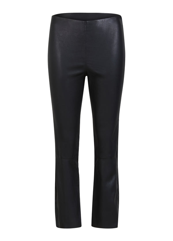 Coster Copenhagen CROPPED LEATHER LEGGINGS Pants Black - 100