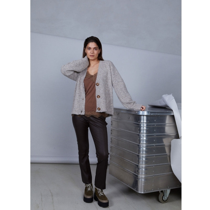 Coster Copenhagen CROPPED LEATHER LEGGINGS Pants Night Brown - 303