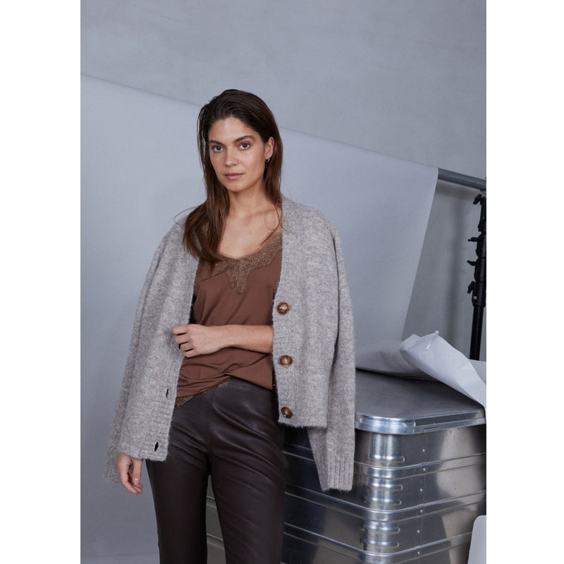 Coster Copenhagen CROPPED LEATHER LEGGINGS Pants Night Brown - 303