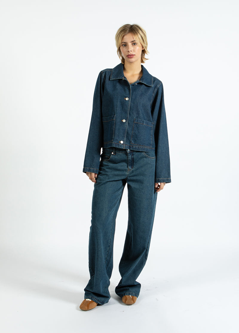 Coster Copenhagen DENIM PANTS - PETRA FIT Pants Dark Blue Denim - 571