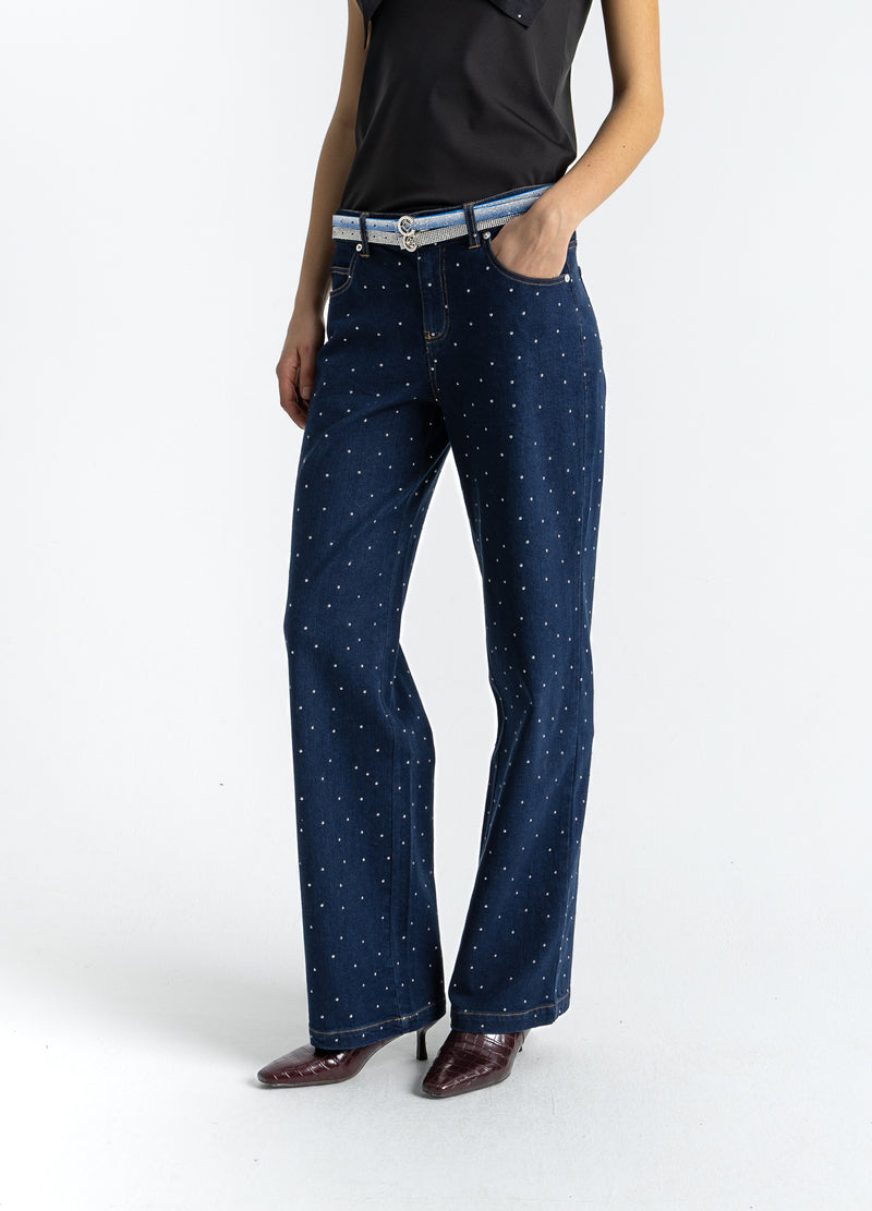 Coster Copenhagen DENIM PANTS WITH STUDS - PETRA FIT Pants Eclipse blue - 555