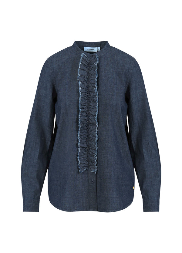 Coster Copenhagen DENIM SHIRT WITH RUFFLES Shirt/Blouse Medium blue denim - 545