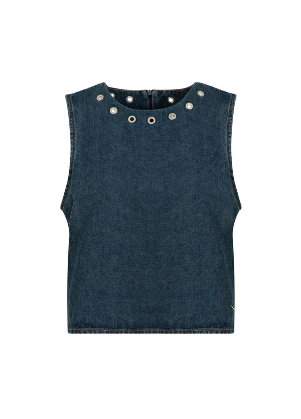 Coster Copenhagen DENIM TOP WITH EYELETS Shirt/Blouse Dark Blue Denim - 571