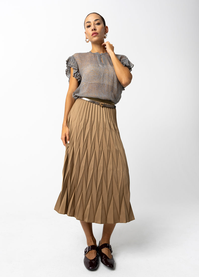 Coster Copenhagen DIAMOND PLISSE SKIRT Skirt Taupe sand - 393