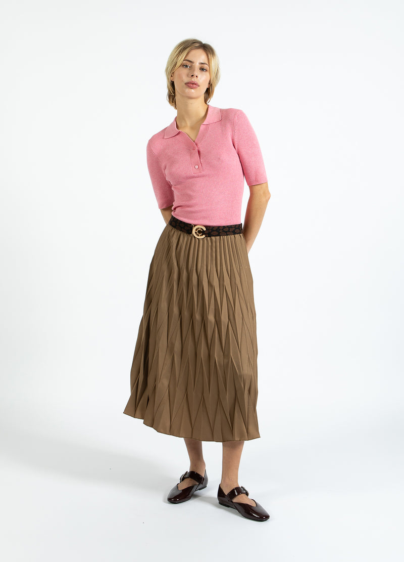 Coster Copenhagen DIAMOND PLISSE SKIRT Skirt Taupe sand - 393