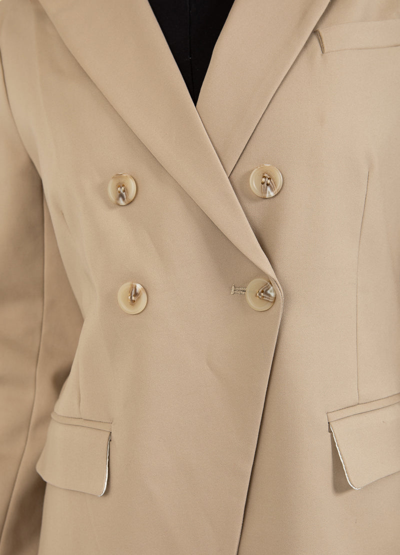 Coster Copenhagen DOUBLE-BREASTED BLAZER WITH PRACTICAL DETAILS Blazer Desert sand - 329