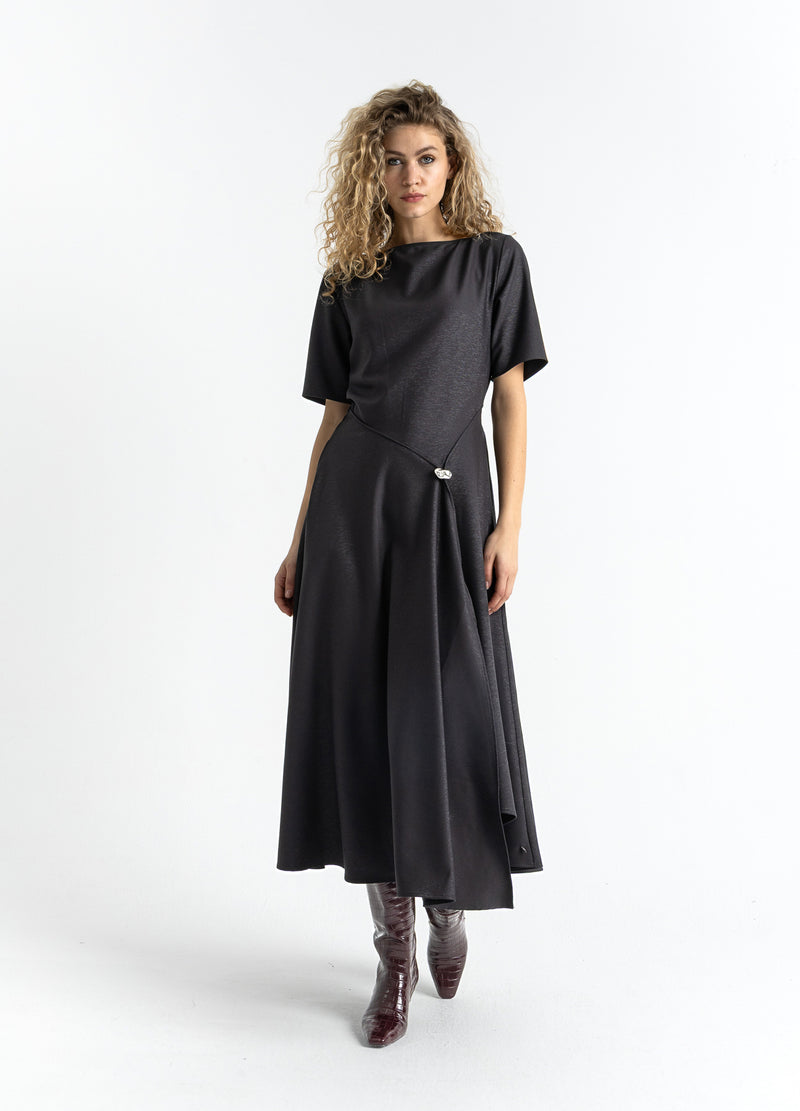 Coster Copenhagen DRAPED GLITTER DRESS Dress Black - 100