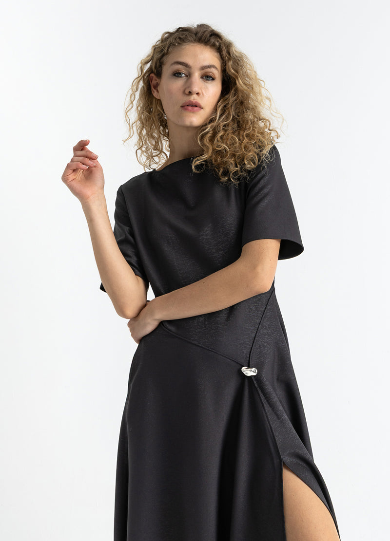 Coster Copenhagen DRAPED GLITTER DRESS Dress Black - 100