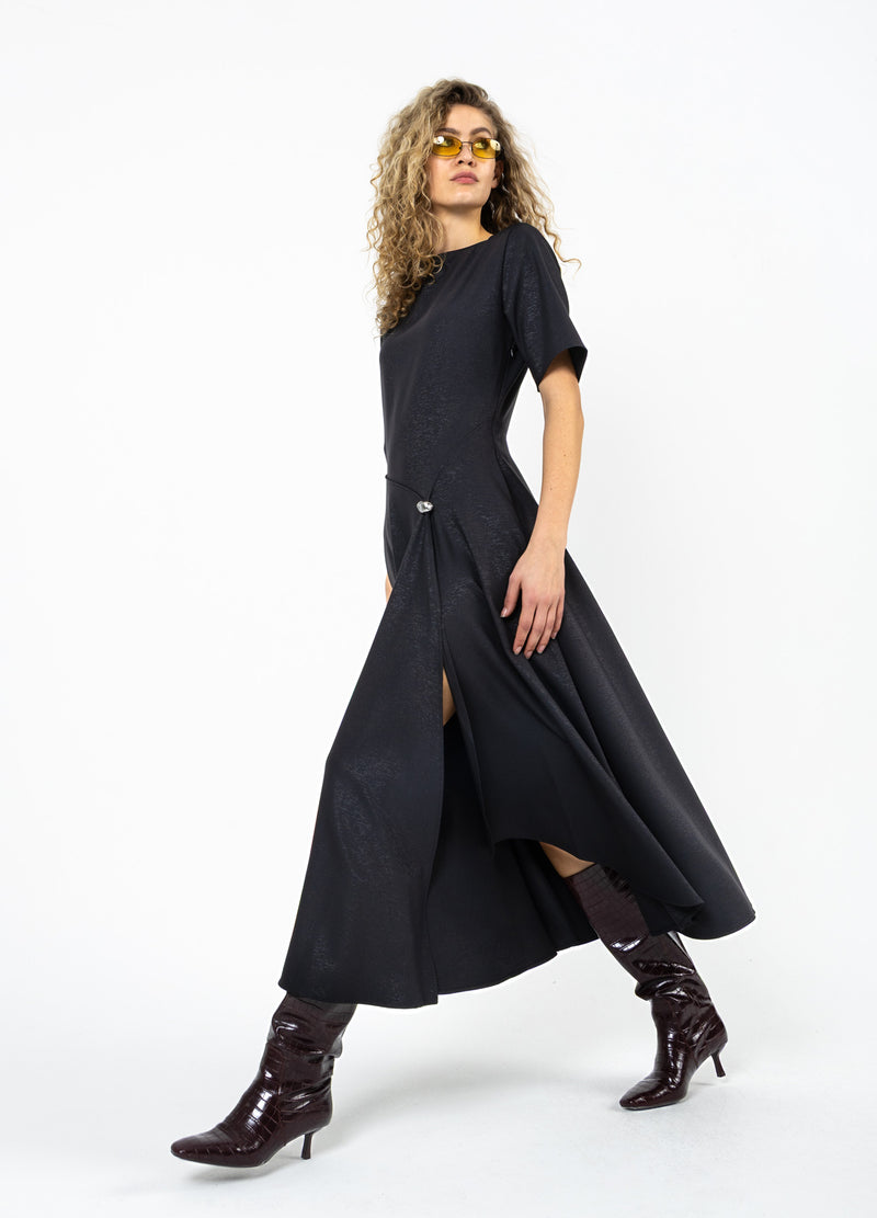 Coster Copenhagen DRAPED GLITTER DRESS Dress Black - 100