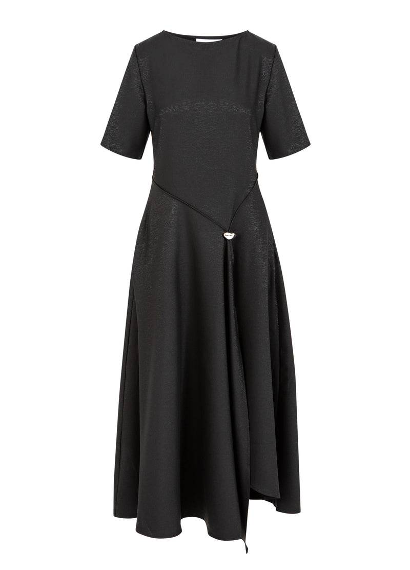 Coster Copenhagen DRAPED GLITTER DRESS Dress Black - 100