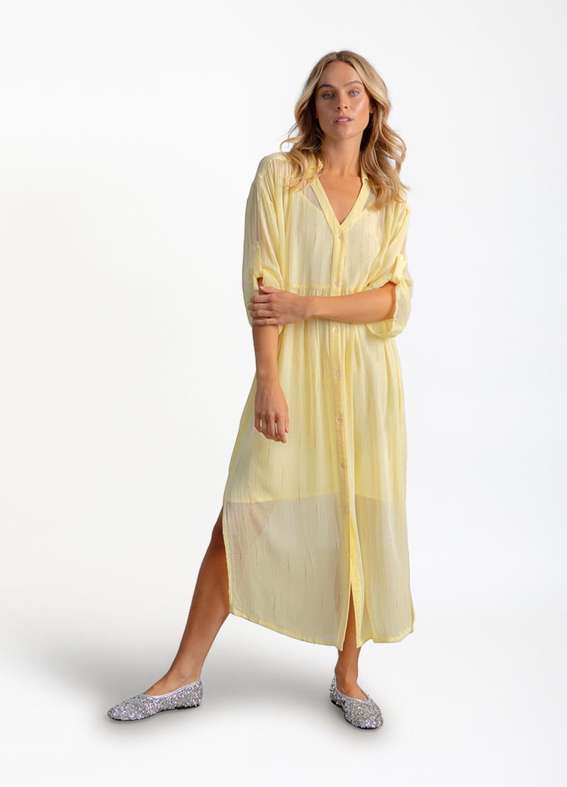 Coster Copenhagen DRESS IN GOLD LUREX Dress Butter yellow/gold lurex - 759