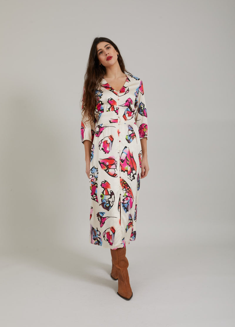 Coster Copenhagen DRESS W. BUTTONS AND BUTTERFLY PRINT Dress Butterfly print - 907