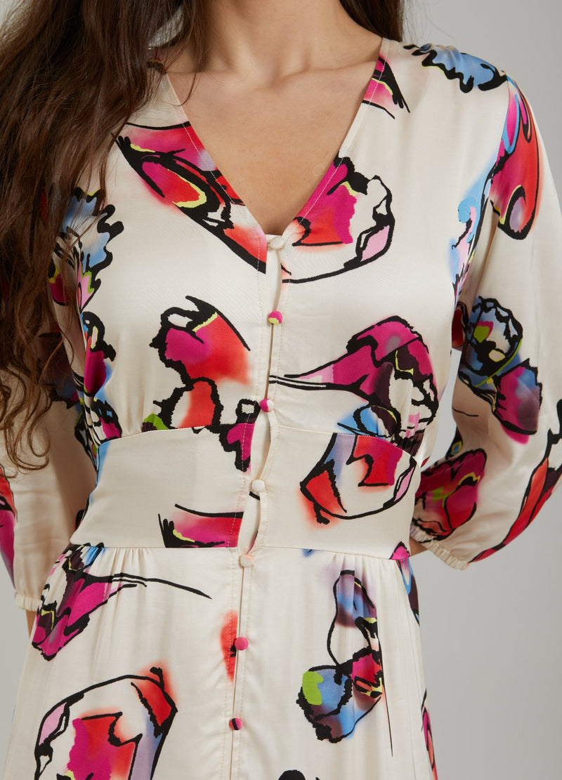 Coster Copenhagen DRESS W. BUTTONS AND BUTTERFLY PRINT Dress Butterfly print - 907