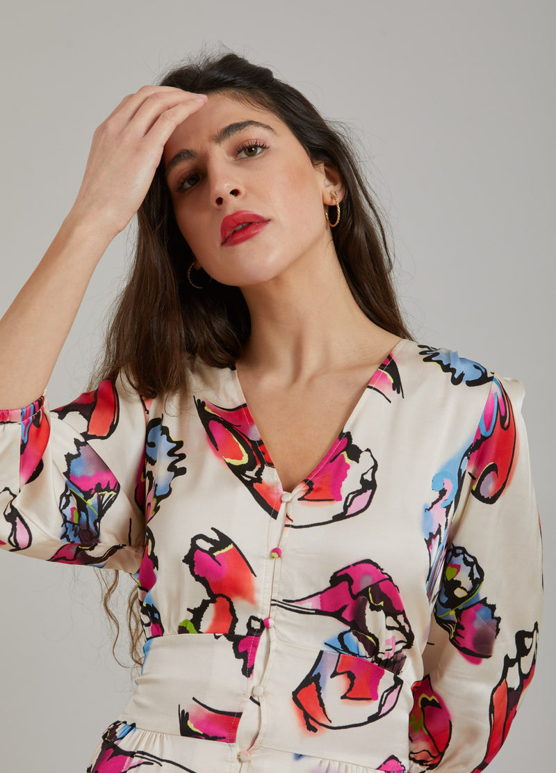 Coster Copenhagen DRESS W. BUTTONS AND BUTTERFLY PRINT Dress Butterfly print - 907