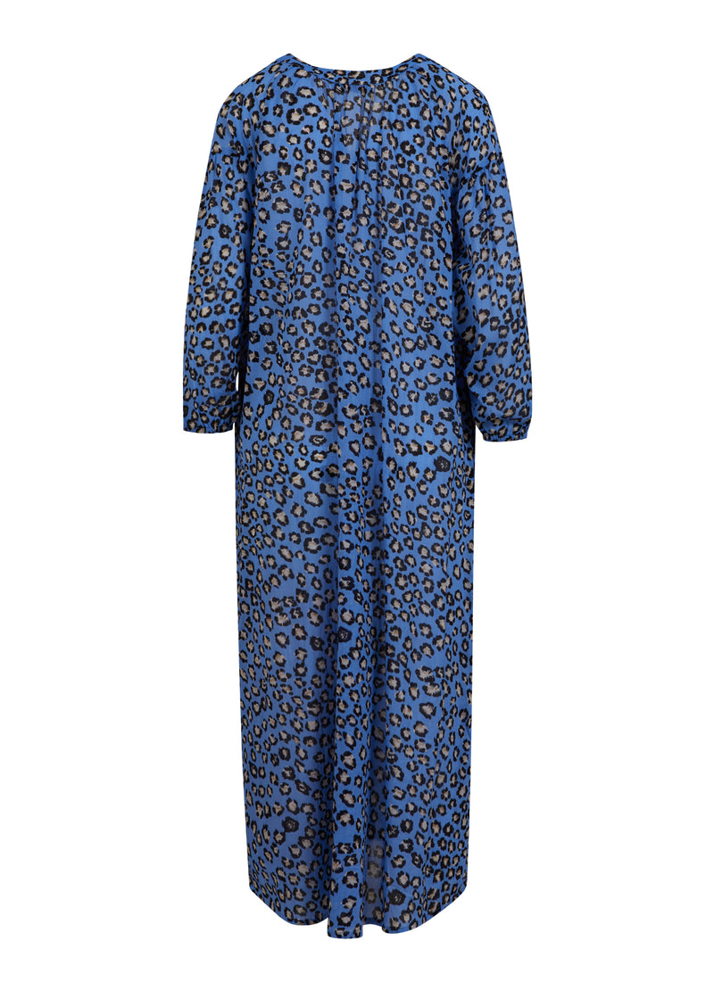 Coster Copenhagen DRESS WITH PLACKET IN LEO PRINT Dress Classic leo blue - 943