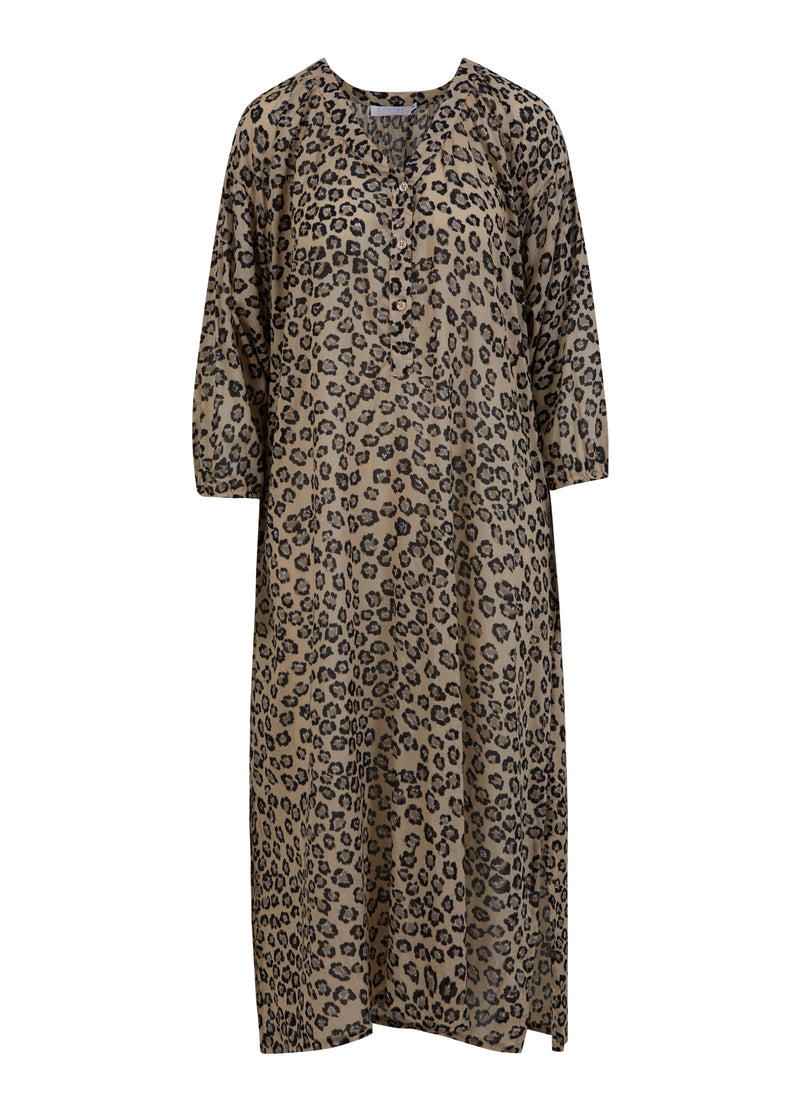 Coster Copenhagen DRESS WITH PLACKET IN LEO PRINT Dress Classic leo brown - 962