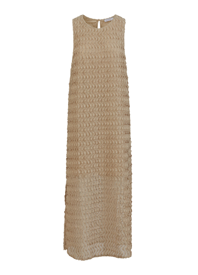 Coster Copenhagen DRESS WITH TEXTURE AND SLIT Dress Sand - 310