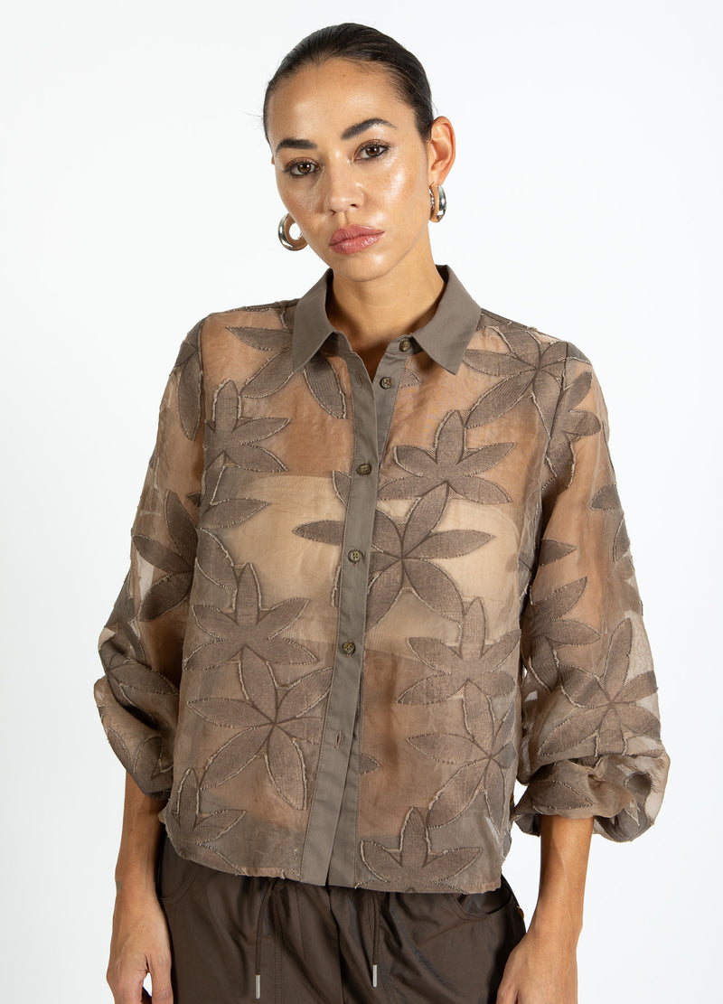 Coster Copenhagen FLOWER STRUCTURE SHIRT Shirt/Blouse Taupe sand - 393