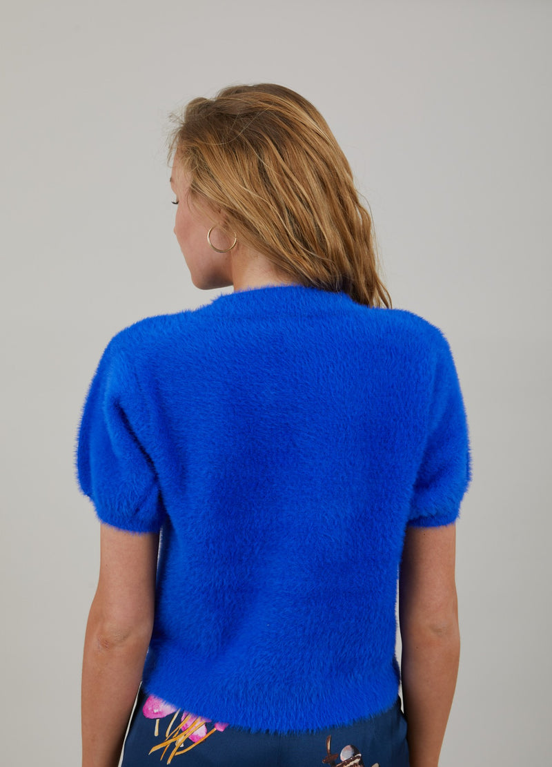 Coster Copenhagen FLUFFY KNIT WITH SHORT SLEEVES Knitwear Electric blue - 578