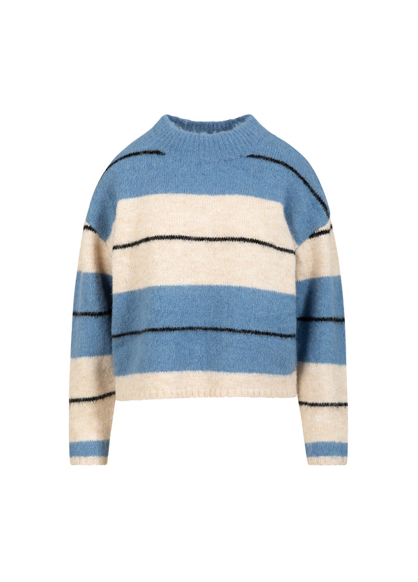 Coster Copenhagen FLUFFY STRIPED KNIT Knitwear Blue/creme stripe - 589