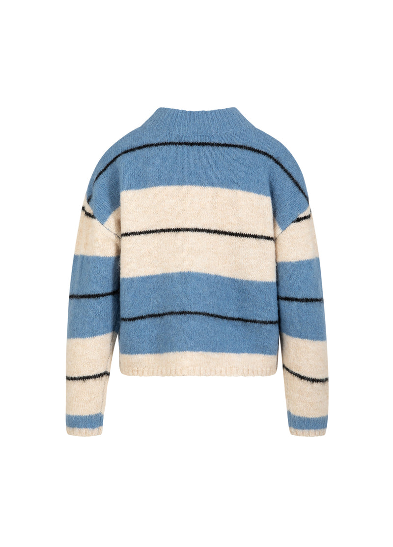 Coster Copenhagen FLUFFY STRIPED KNIT Knitwear Blue/creme stripe - 589