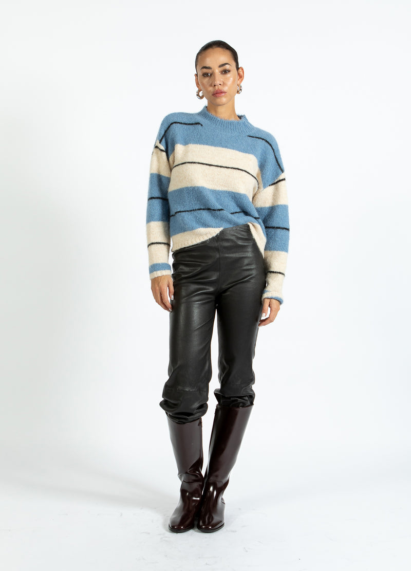 Coster Copenhagen FLUFFY STRIPED KNIT Knitwear Blue/creme stripe - 589