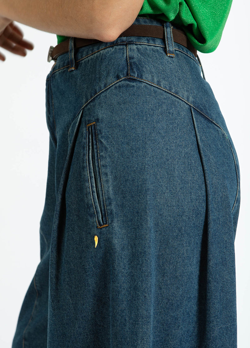 Coster Copenhagen HIGH WAISTED DENIM PANTS - ANNA FIT Pants Dark Blue Denim - 571