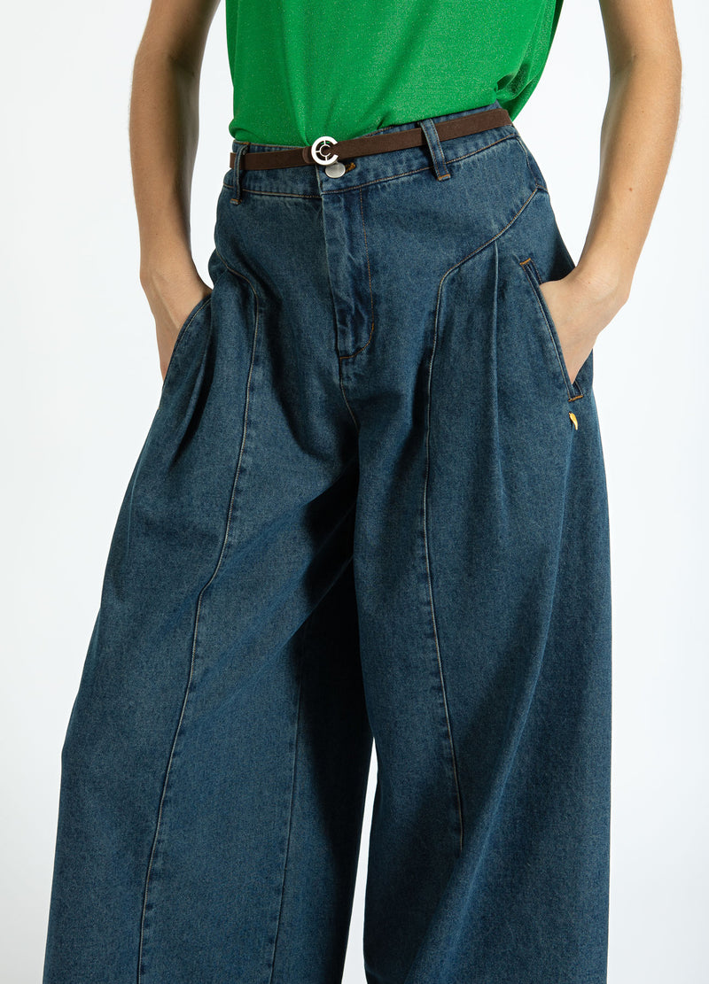 Coster Copenhagen HIGH WAISTED DENIM PANTS - ANNA FIT Pants Dark Blue Denim - 571