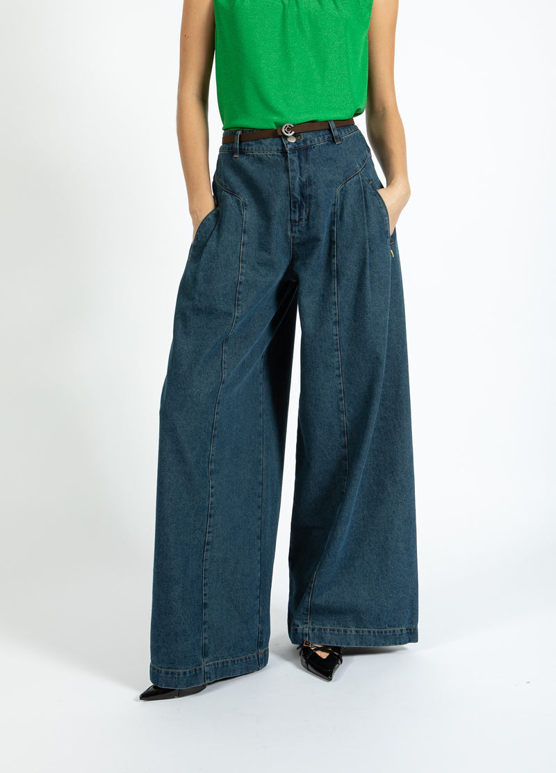 Coster Copenhagen HIGH WAISTED DENIM PANTS - ANNA FIT Pants Dark Blue Denim - 571