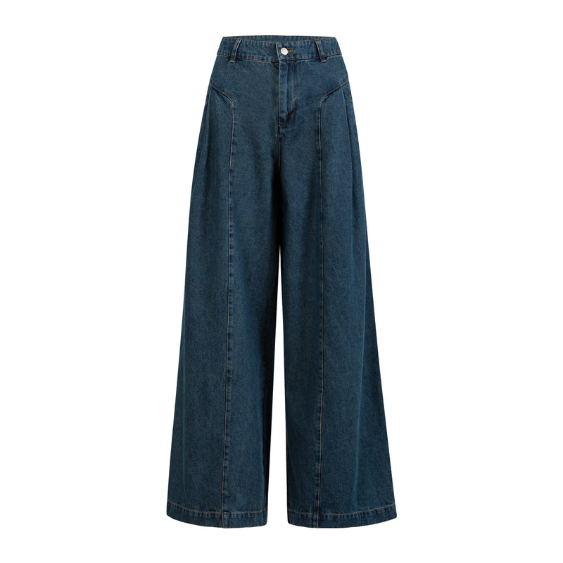 Coster Copenhagen HIGH WAISTED DENIM PANTS - ANNA FIT Pants Dark Blue Denim - 571