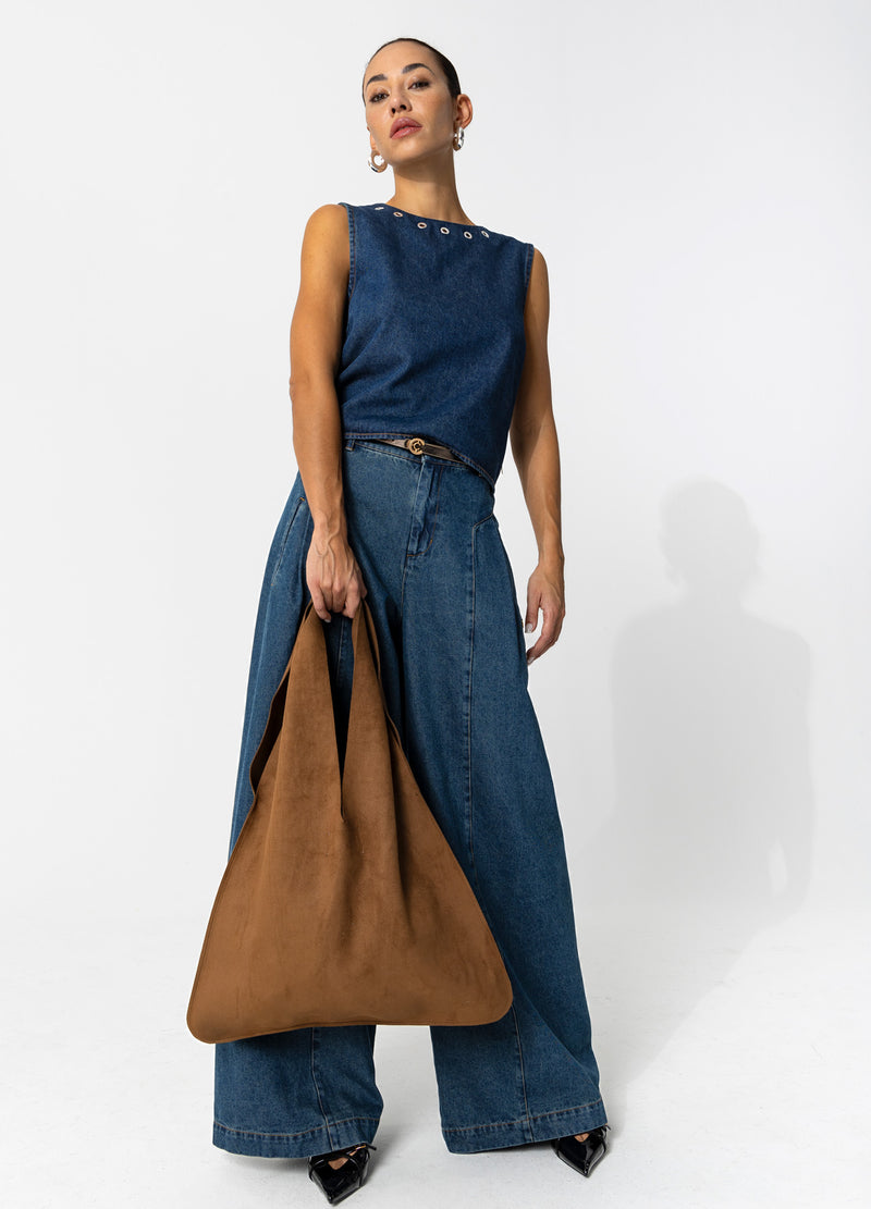 Coster Copenhagen HIGH WAISTED DENIM PANTS - ANNA FIT Pants Dark Blue Denim - 571