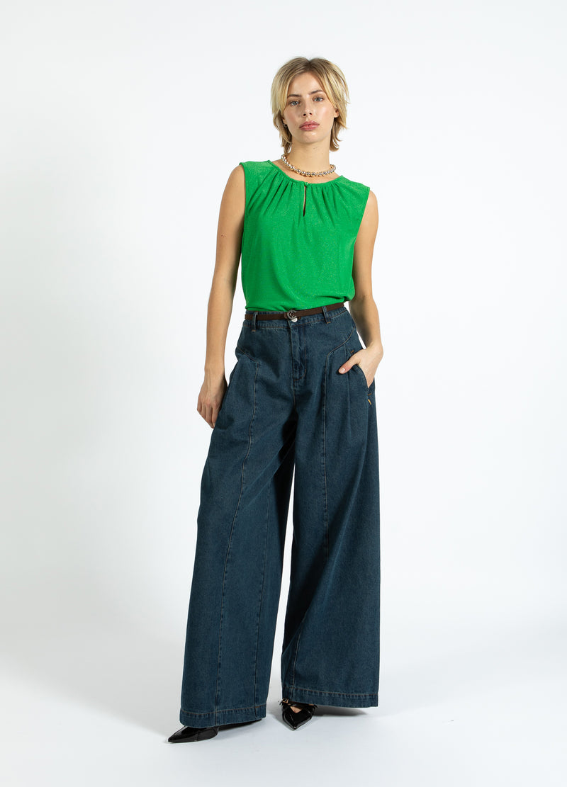 Coster Copenhagen HIGH WAISTED DENIM PANTS - ANNA FIT Pants Dark Blue Denim - 571