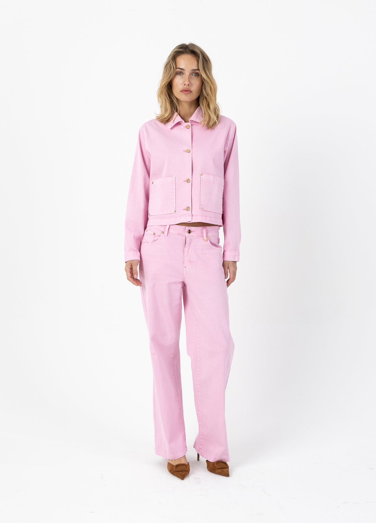 JACKET IN DARK PINK DENIM - Bon bon pink – costercopenhagen.com