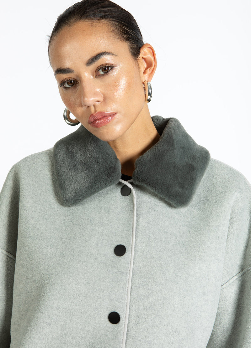Coster Copenhagen JACKET WITH FUR COLLAR Outerwear Dove grey - 155