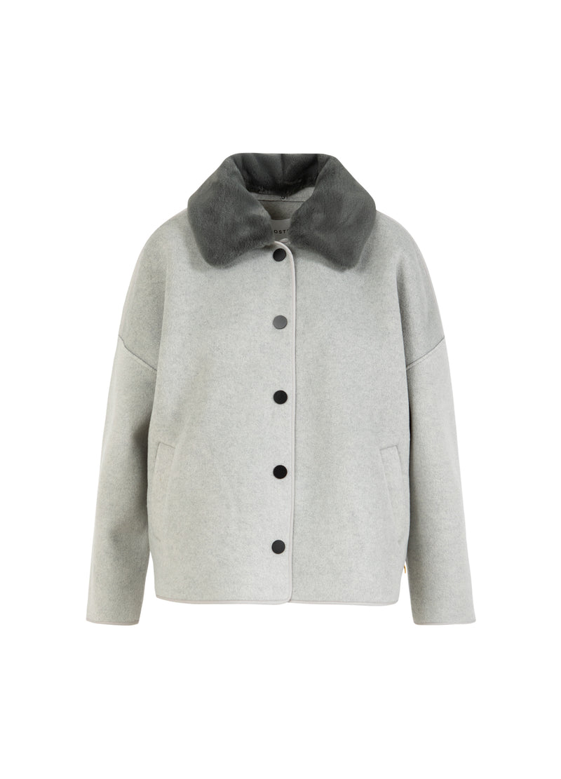 Coster Copenhagen JACKET WITH FUR COLLAR Outerwear Dove grey - 155