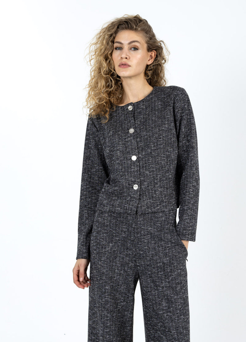 Coster Copenhagen KNIT JACKET WITH BUTTONS Knitwear Black/grey mix - 106