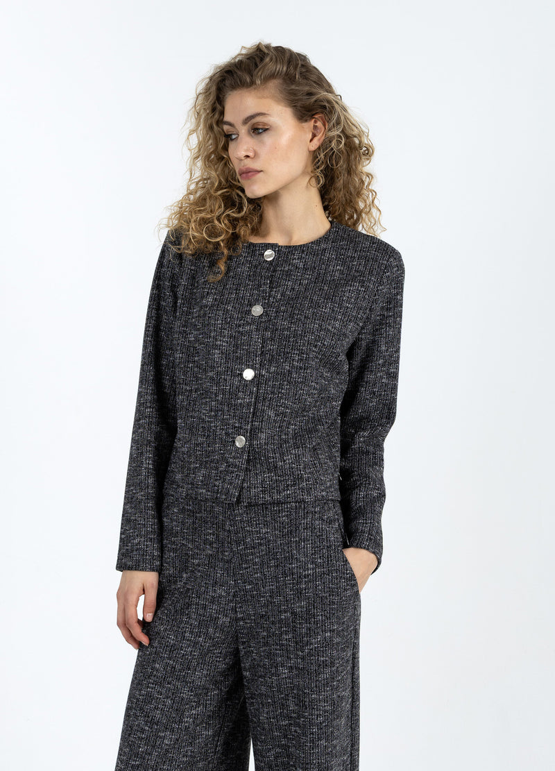 Coster Copenhagen KNIT JACKET WITH BUTTONS Knitwear Black/grey mix - 106