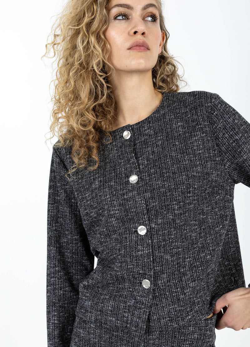 Coster Copenhagen KNIT JACKET WITH BUTTONS Knitwear Black/grey mix - 106